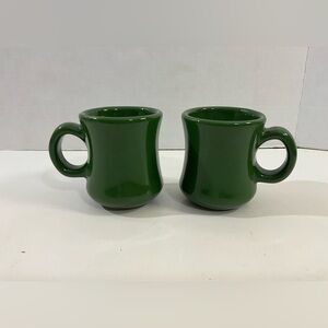 Vintage Set of 2 H F Coors Chefsware Green Mugs/Cups USA